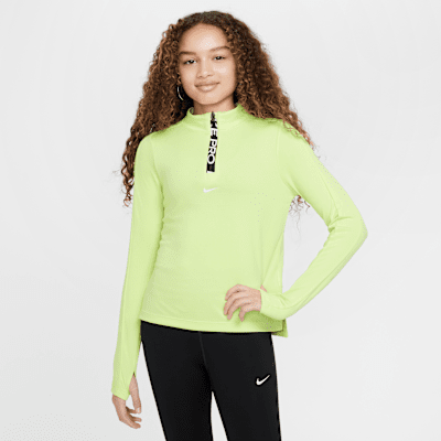 Nike Pro Girls' Dri-FIT Long-Sleeve 1/2-Zip Top. Nike IL